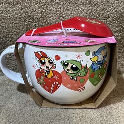 The Powerpuff Girls Mug Cup Ramen Bowl 20 Oz Ceramic with Spoon Set NEW