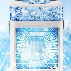 “New”(1 In Stock)Mini Portable Air Conditioner(3 Spped,humidifier Mist,USB Cord,7 Light Colors (retail$39