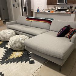 McKeel 119” Sofa with left facing chaise - Light Gray