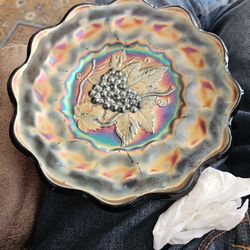 Fenton Glass Dish With Grapes