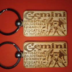 Keychain Horoscope Gemini Design Engraved