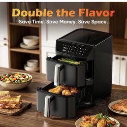 New Dual Basket Air Fryer, 12.6QT Family-Size for 10–12 People, XL Basket for 6LB Whole Chicken, Dou
