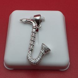 🎷 Moissanite Saxophone Pendant | Solid 925 Sterling Silver 🎷