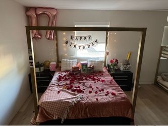 Queen size gold canopy bed frame