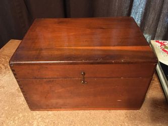 Vintage wooden storage box hook closing compartments 12.75 in by 9 in by 7.25 in