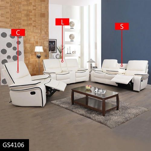 White Leather Recliner Couch Set
