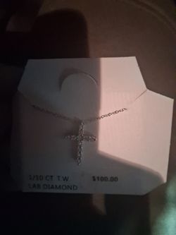 Lab Diamond Cross Pendant Necklace