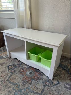 White bench with  bottom space