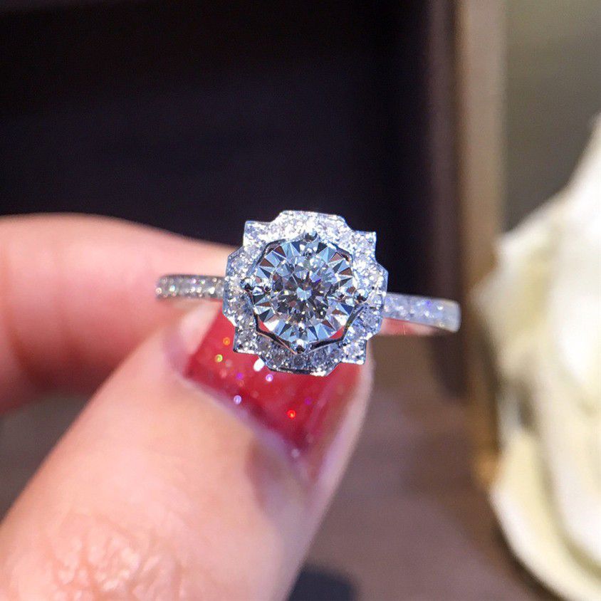 Beautiful Round Shiny CZ Diamond Flower Micro Pave Wedding Ring, L526
 
 