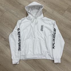Chrome Hearts White Verticle Logo Hoodie - Size Medium