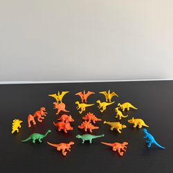 Dinosaur Mini Toy Figures Plastic Solid Colors 22 Pc