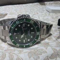 Men's Hulk Automatic Watch - Green Dial & Bezel - Date - Stainless Steel