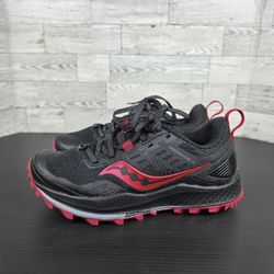 Saucony Peregrine 10 Womens 5 Black Red Trail Running Shoes Hiking Camping