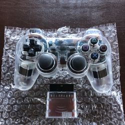 For Sony PS2 2.4G Wireless Twin Shock Game Controller Gamepad Transparent Ghost 