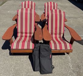 Set of 4 T&L Western Red Cedar Adirondack Chairs with Cushions & Covers