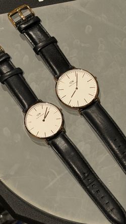 Matching Pair: Daniel Wellington DW Classic Sheffield Watches (Black Leather)