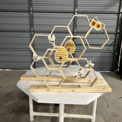 Bee Themed Baby Shower Honeycomb Wooden Hexagon Display Stand