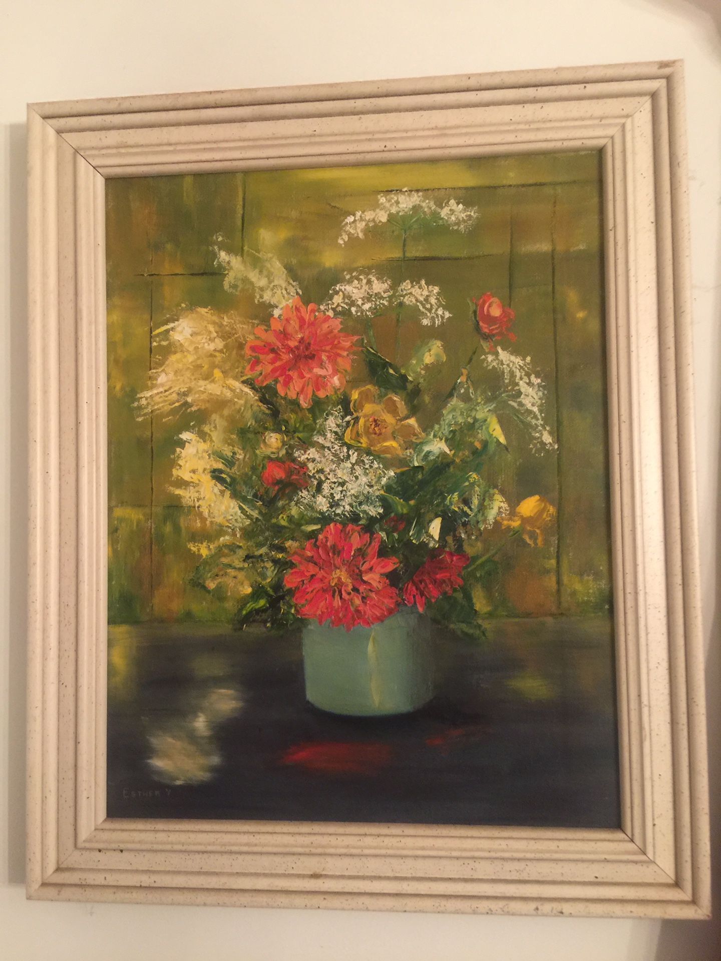 Flower vase painting on canvas