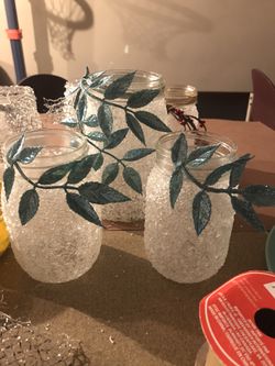 3 pc frosted candle holders $12