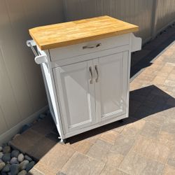 Rolling Kitchen Island White Cart