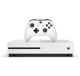 Xbox One S console, 2 controllers, afterglow headset and Skyrim elder scrolls V. (MISSING power cord)
