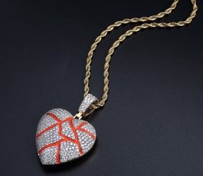 Iced out cracking heart pendant
