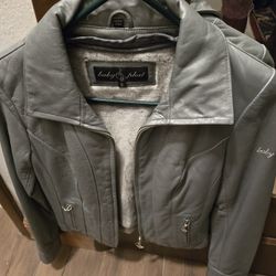 BABY PHAT GENUINE LEATHER GRAY JACKET SIZE S