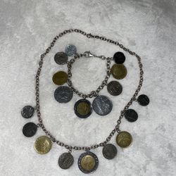 Milor Itlaliana Lire 925 Silver Bracelet And Necklace 