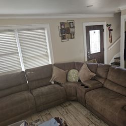 Sectional Sofa with Recliner and Cup Holders