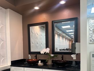 Black Framed Wall Mirror with Beaded Detail