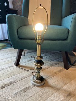 Vintage Brass and Marble Table Lamp