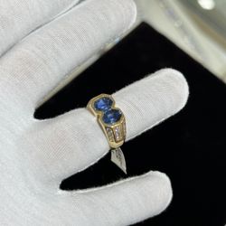 Double Sapphire Diamond Pinky Ring 