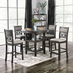 Brand New Gray 5pc Counter Height Dining Table Set
