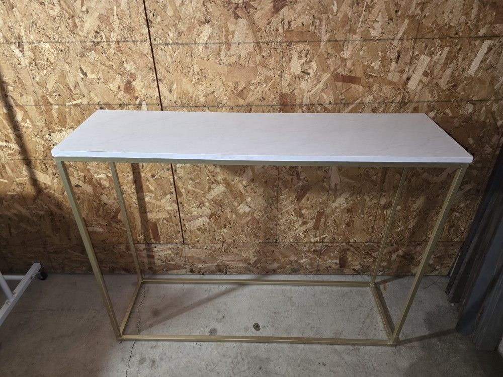Faux Marble Console Tables with Gold Frame (Set of 2)
