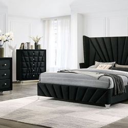 Brand New Black 4pc Queen Bedroom Set (Available In Eastern Size)