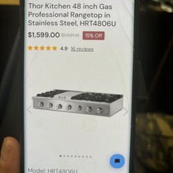 Thor kitchen 48 Inch Gas Range top Stove