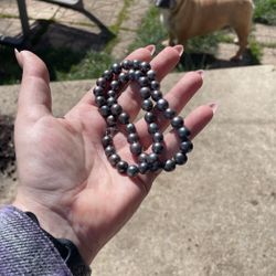 Black Large Pearl Necklace Short Style 
