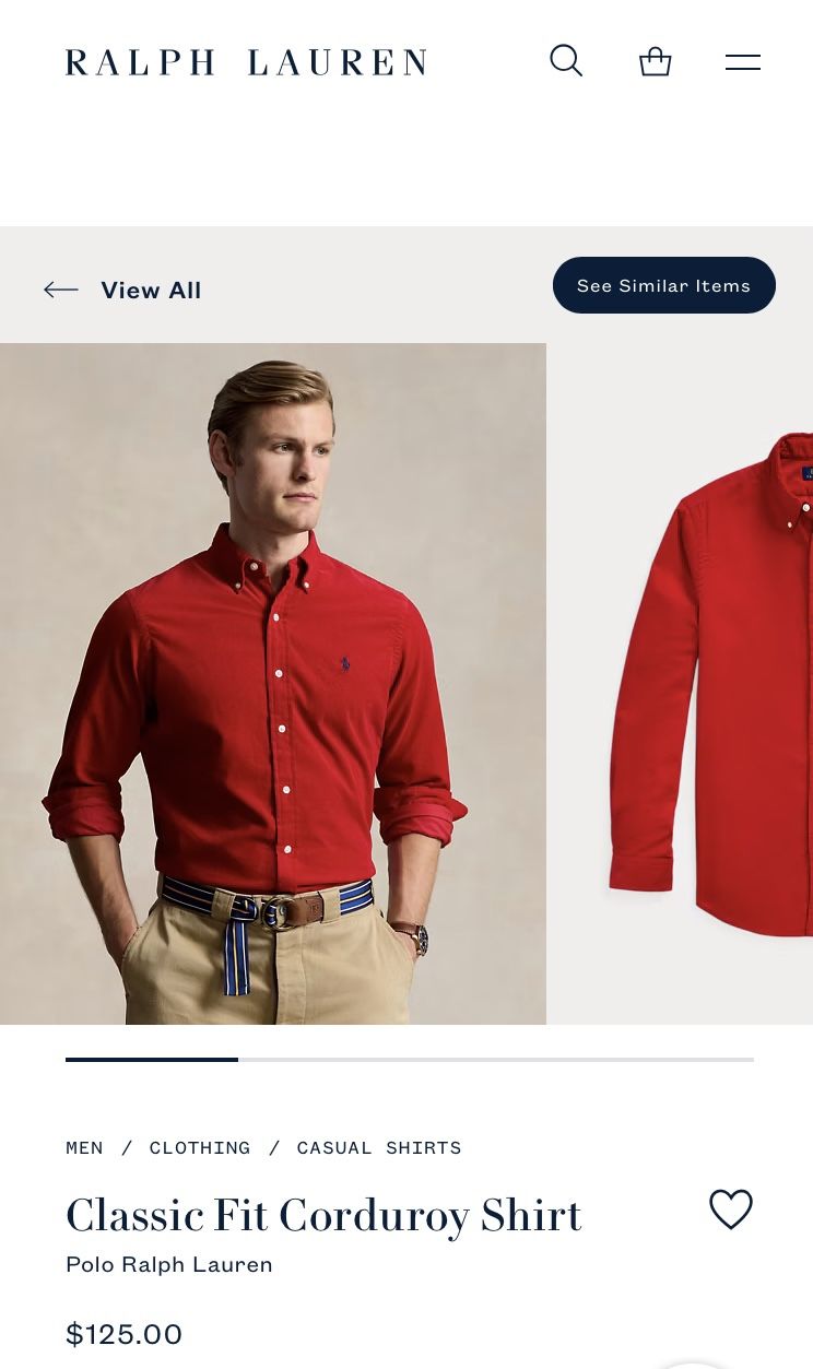 Mens Polo Ralph Lauren Corduroy Shirt