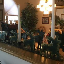 Metal Reindeer And Sleigh Candelabra