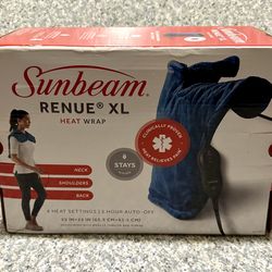 Sunbeam XL Contoured Heating Pad 25" x 25"  Neck Shoulder Pain Relief Open Box
