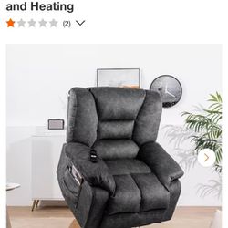 Gray Oversized Power Lift Recliner Chair Sofa for Elderly with Massage and Heating

