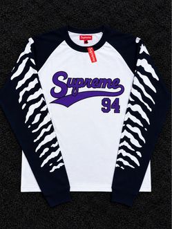 Supreme 94 Long Sleeve T-Shirt White Purple Zebra Print