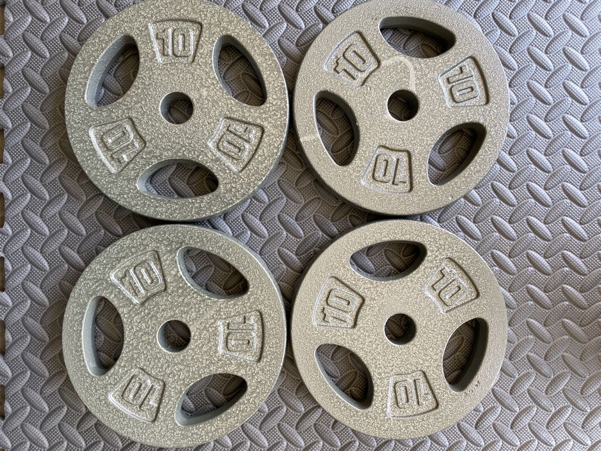 Set of 4 10lb 1” Standard Barbell Weight Plates (Cast Iron)