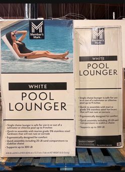 Member's Mark White Pool Lounger Brand New In Box