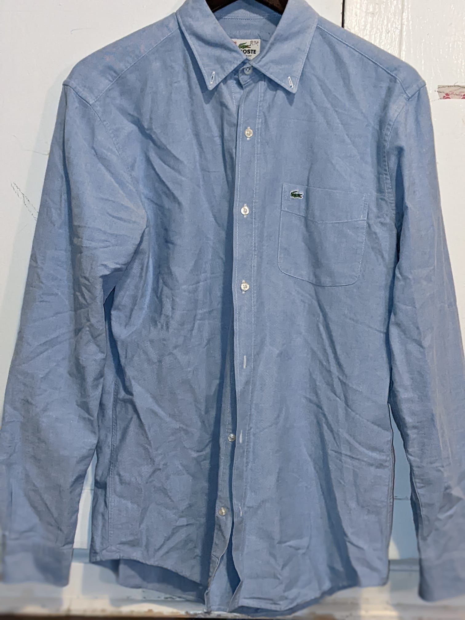 Lacoste Men’s Dress Shirt Blue Size 38 100% Cotton