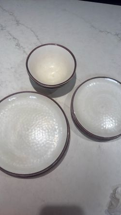 Crate & Barrel plastic plates and bowls set