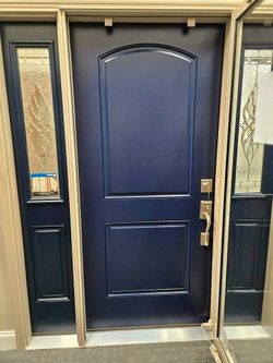 Navy Blue 2-Panel Fiberglass Entry Door