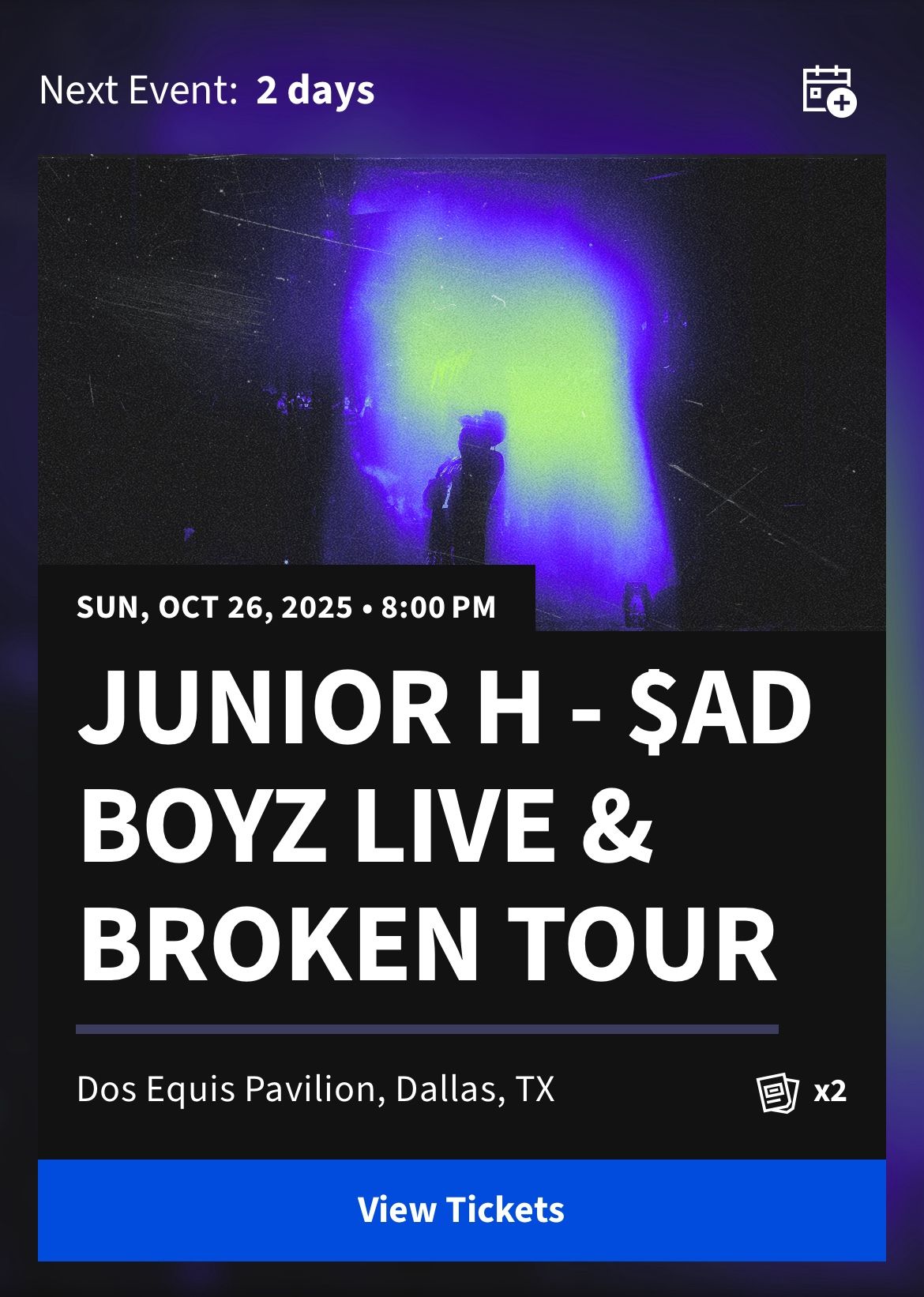 Junior H ( 2 Lawn Tickets) 