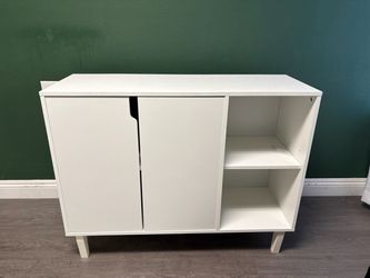 White Storage Cabinet with Shelves