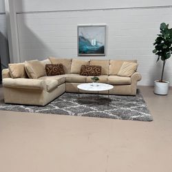 Comfy Beige Sectional w/ Pillows!  Delivery Available